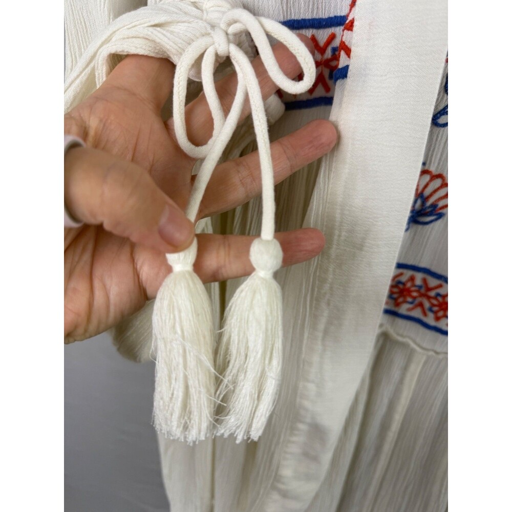 River Island Off White Embroidered Cardigan Flowy Beach Coverup Open Front S - Picture 6 of 9